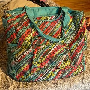 Thirty One Vibrant Multicolor Polka Dot yoga tote bag